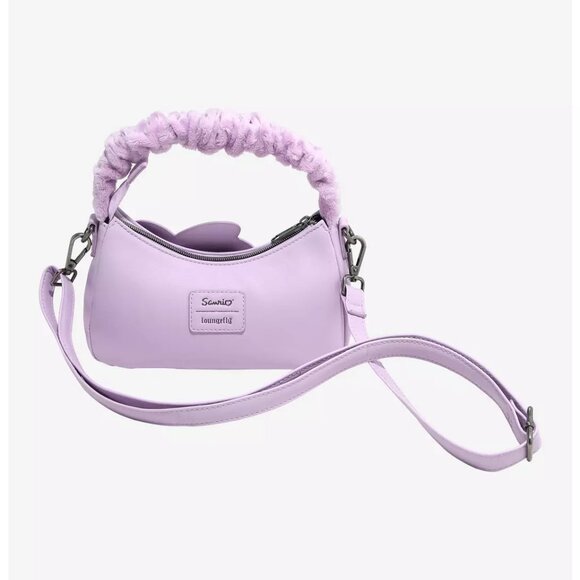 Loungefly - Kuromi & My Melody Devil & Angel Fuzzy Handle Crossbody Bag - NEW - Picture 3 of 4